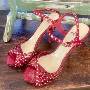 Joey Red Polka Dot Ankle-Strap High Heels Rockabilly Retro 50s Glam